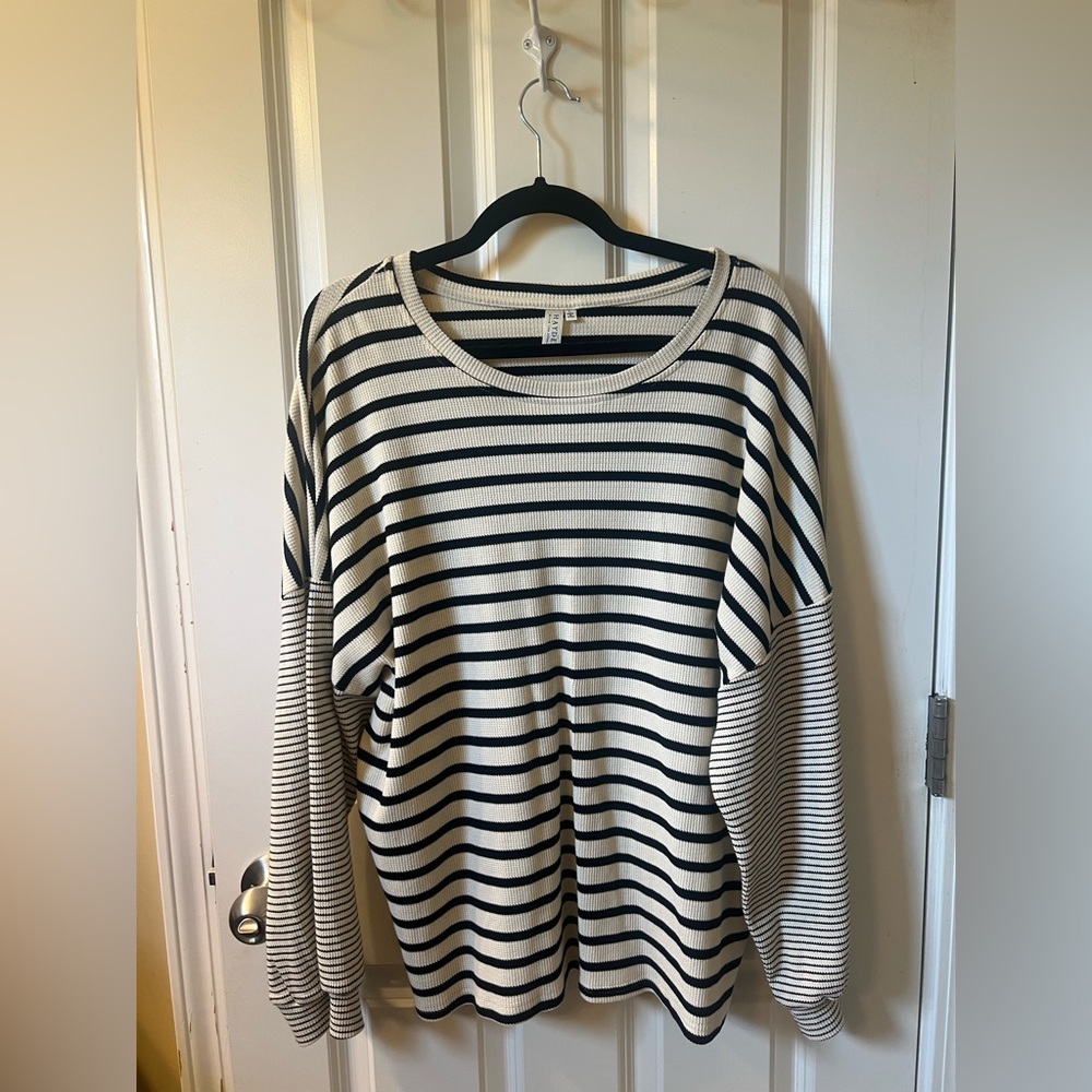 Striped Women’s shirt-black striped-size L